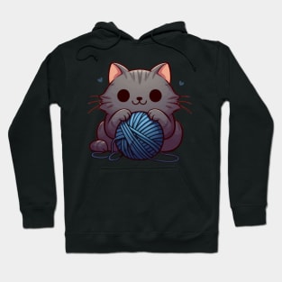 Kawaii Cute Cat With Yarn Ball Hoodie